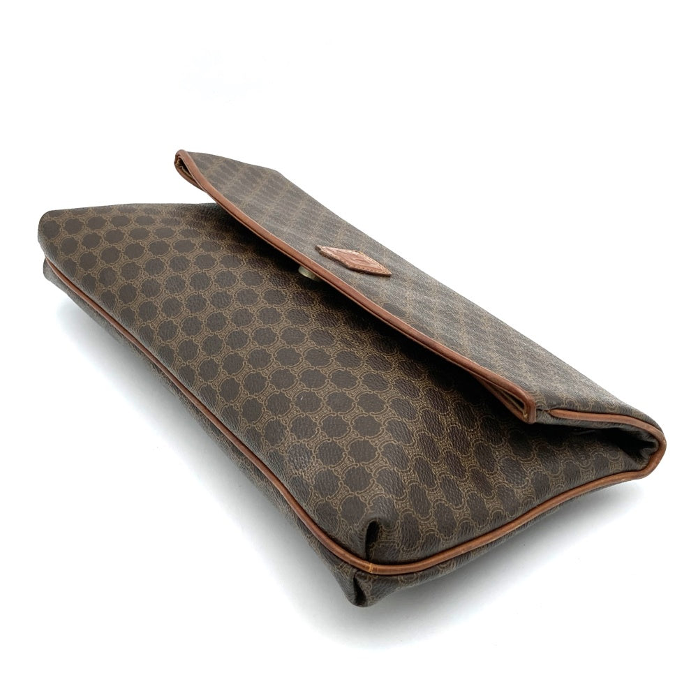 CELINE Vintage Clutch Bag Pouch Second Macadam Flap Type PVC Brown M07 Women's