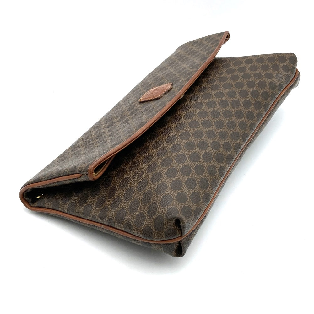 CELINE Vintage Clutch Bag Pouch Second Macadam Flap Type PVC Brown M07 Women's