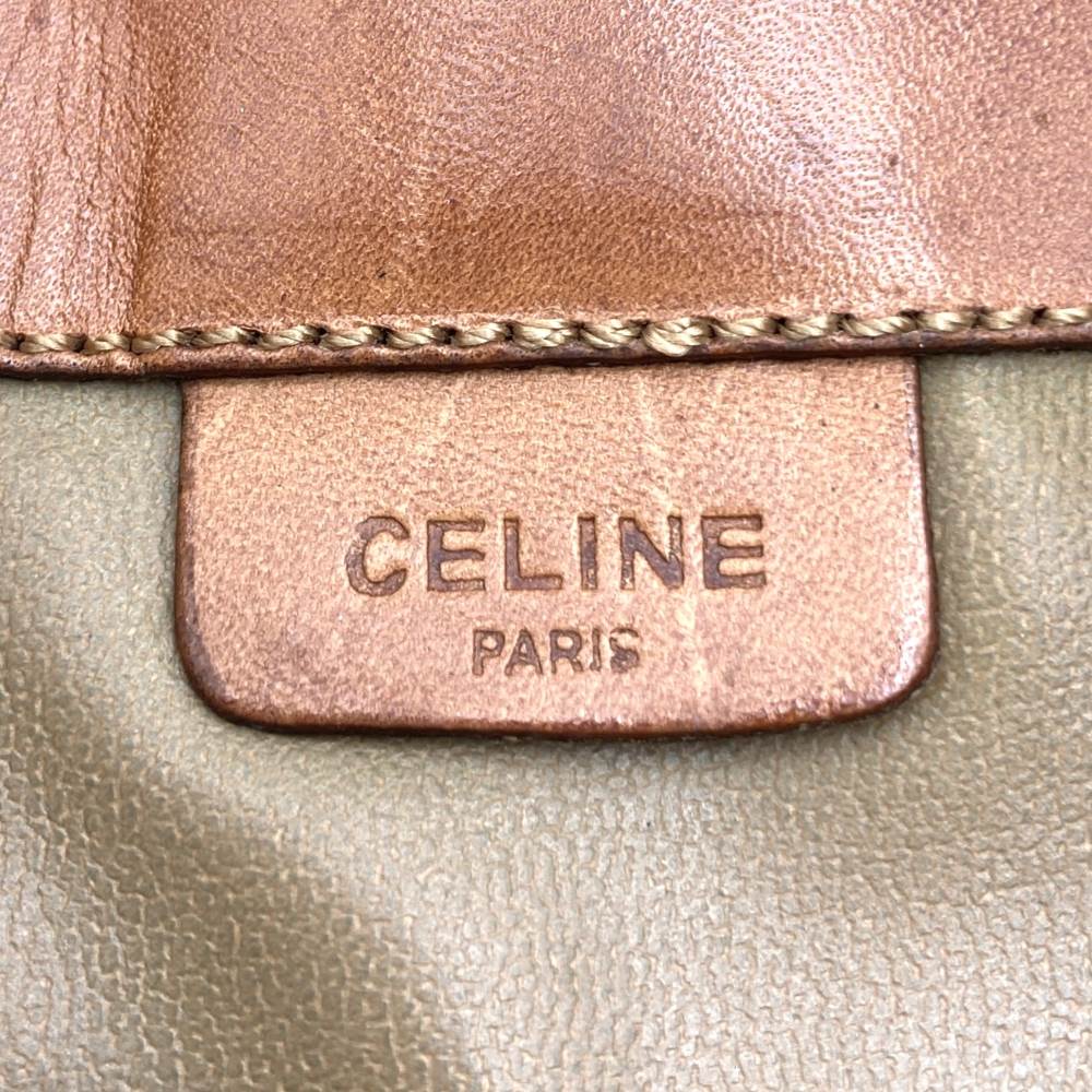 CELINE Vintage Clutch Bag Pouch Second Macadam Flap Type PVC Brown M07 Women's