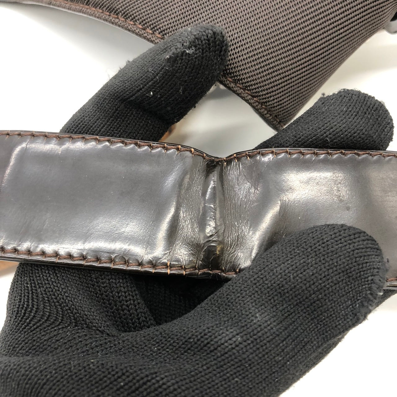 GUCCI 001 1705 Bamboo Shoulder Bag, Nylon Leather, Brown, Women's, Vintage, Old Brand, USED