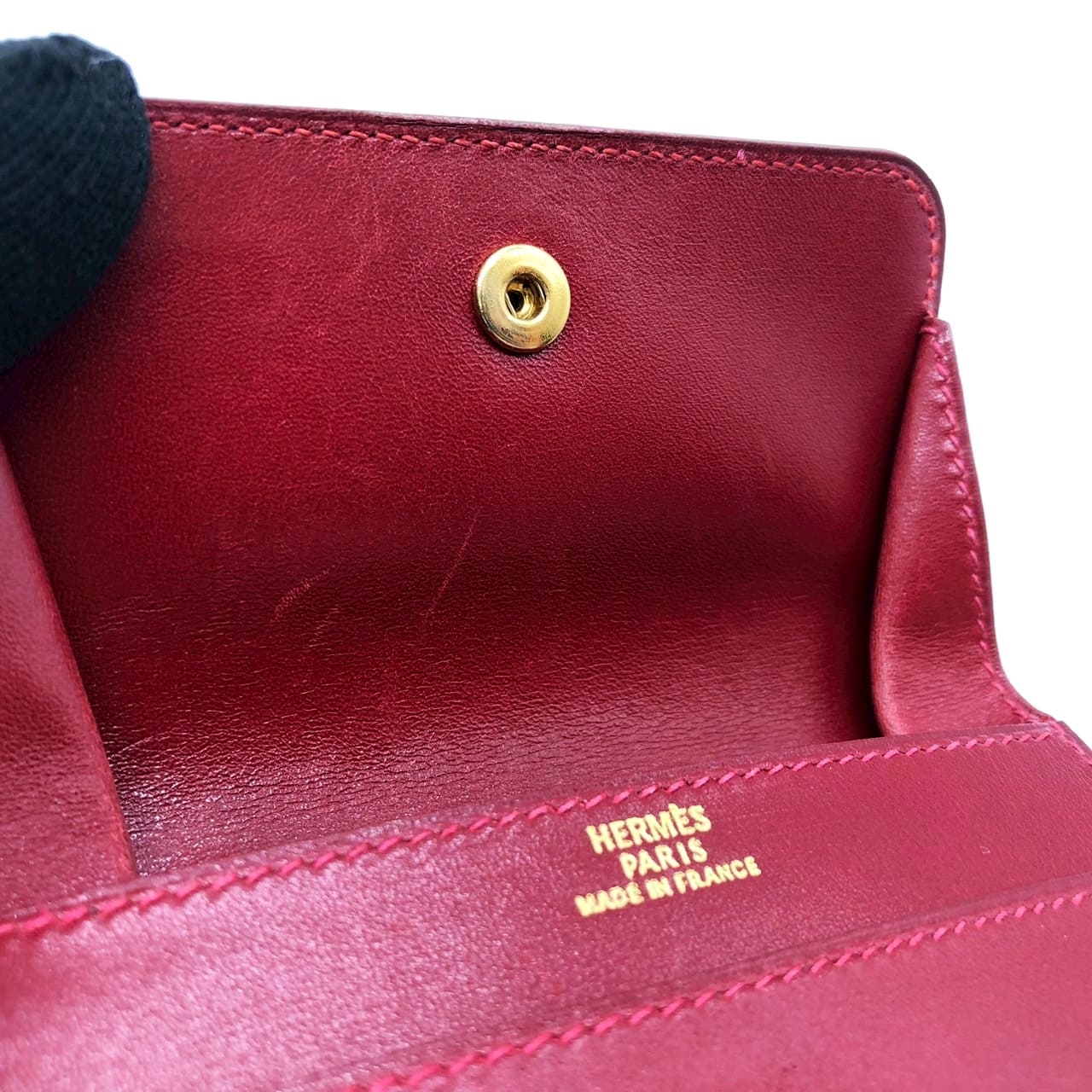 HERMES Hermes Sellier Coin Case, Small Coin Purse, Card Case, Leather, Red, Women's, Men's, Brand, Gift, USED