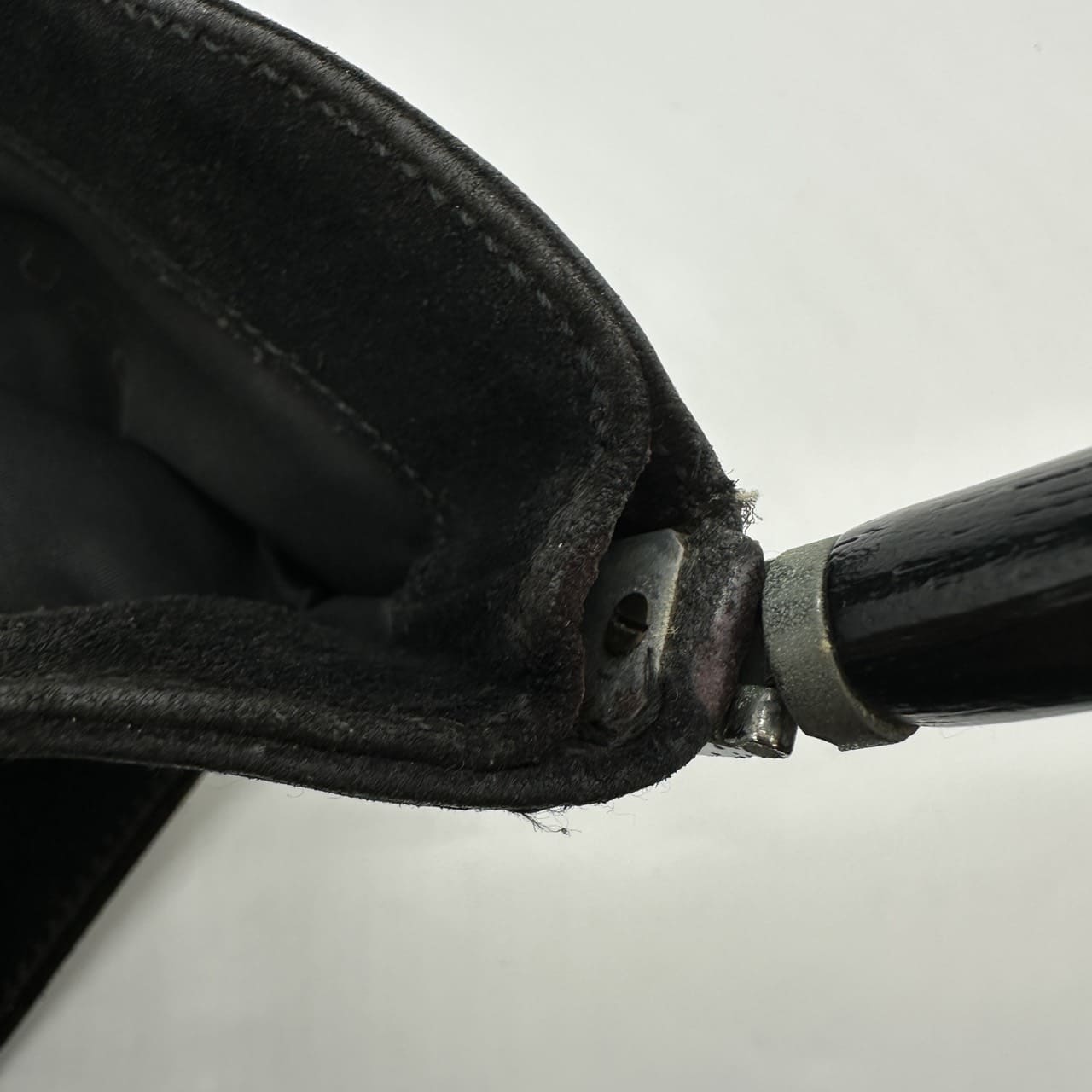 GUCCI 001 3244 Bamboo Shoulder Bag, Suede, Black, Women's, Vintage, Brand, USED