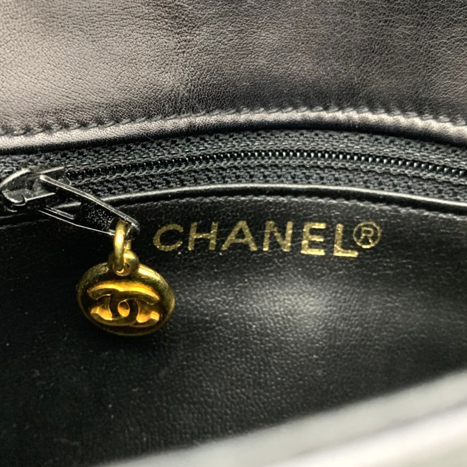 CHANEL Triple Coco Mark Leather Waist Bag, Black, Women's