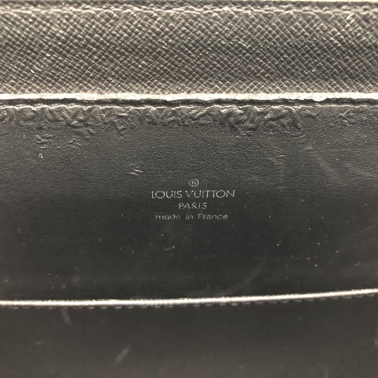 LOUIS VUITTON M30052 Business Bag Briefcase Port Document Rosan Taiga Leather Black Men's PRE-OWNED Brand