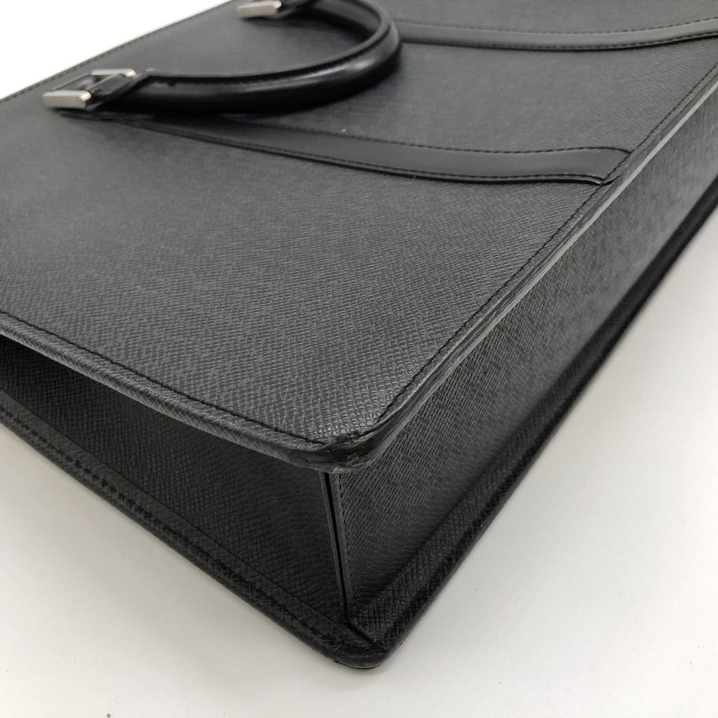 LOUIS VUITTON M30052 Business Bag Briefcase Port Document Rosan Taiga Leather Black Men's PRE-OWNED Brand