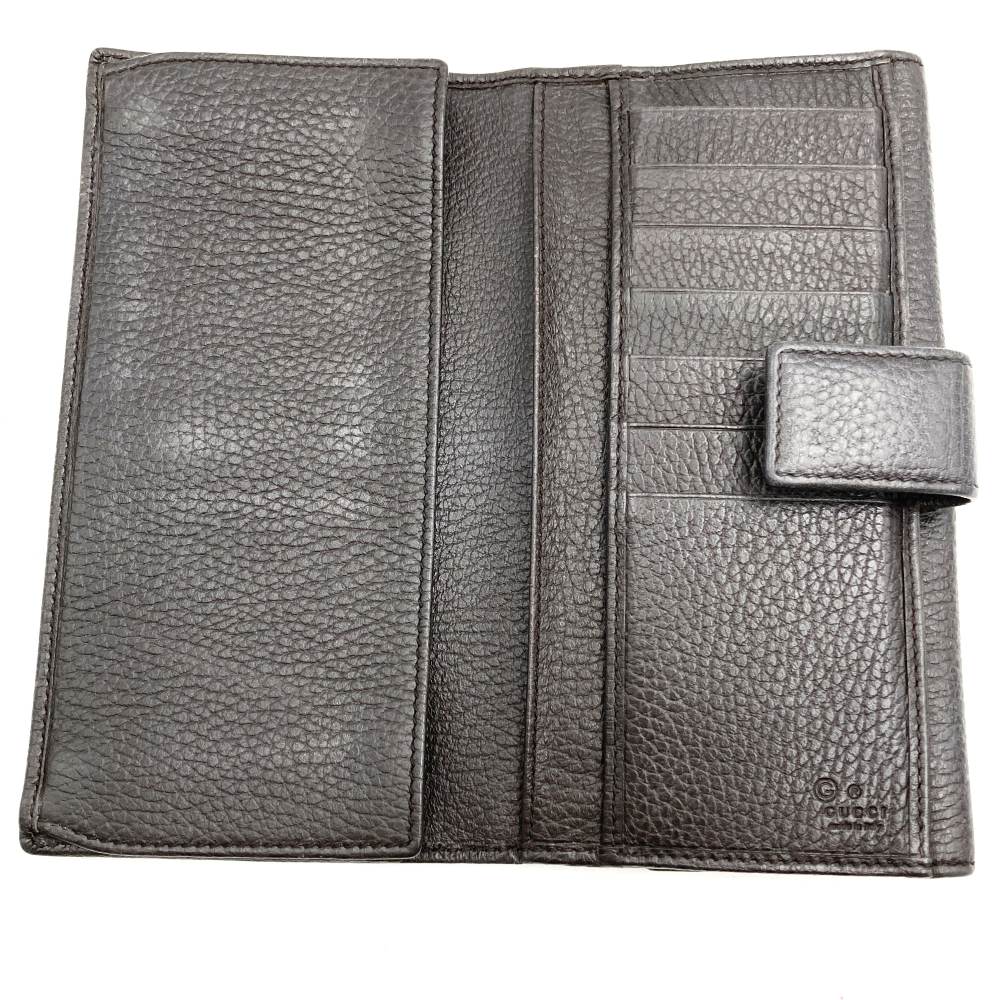 Gucci 231843 Long Wallet with Interlocking G, Outlet, Brown Leather
