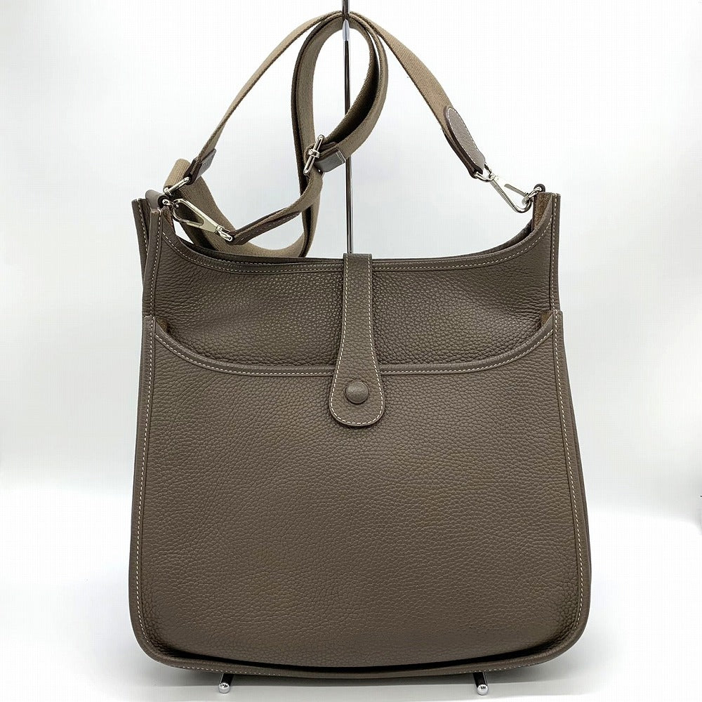 HERMES Evelyne III Evelyne 3 PM Shoulder Bag, Sophisticated, Taurillon Clemence Leather, Elegant, Etoupe Greige