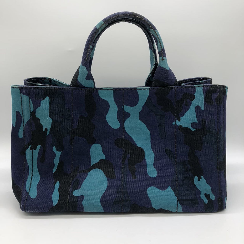 PRADA Canapa Tote Bag Handbag Camouflage Canvas Blue Women's Men's PRE-OWNED