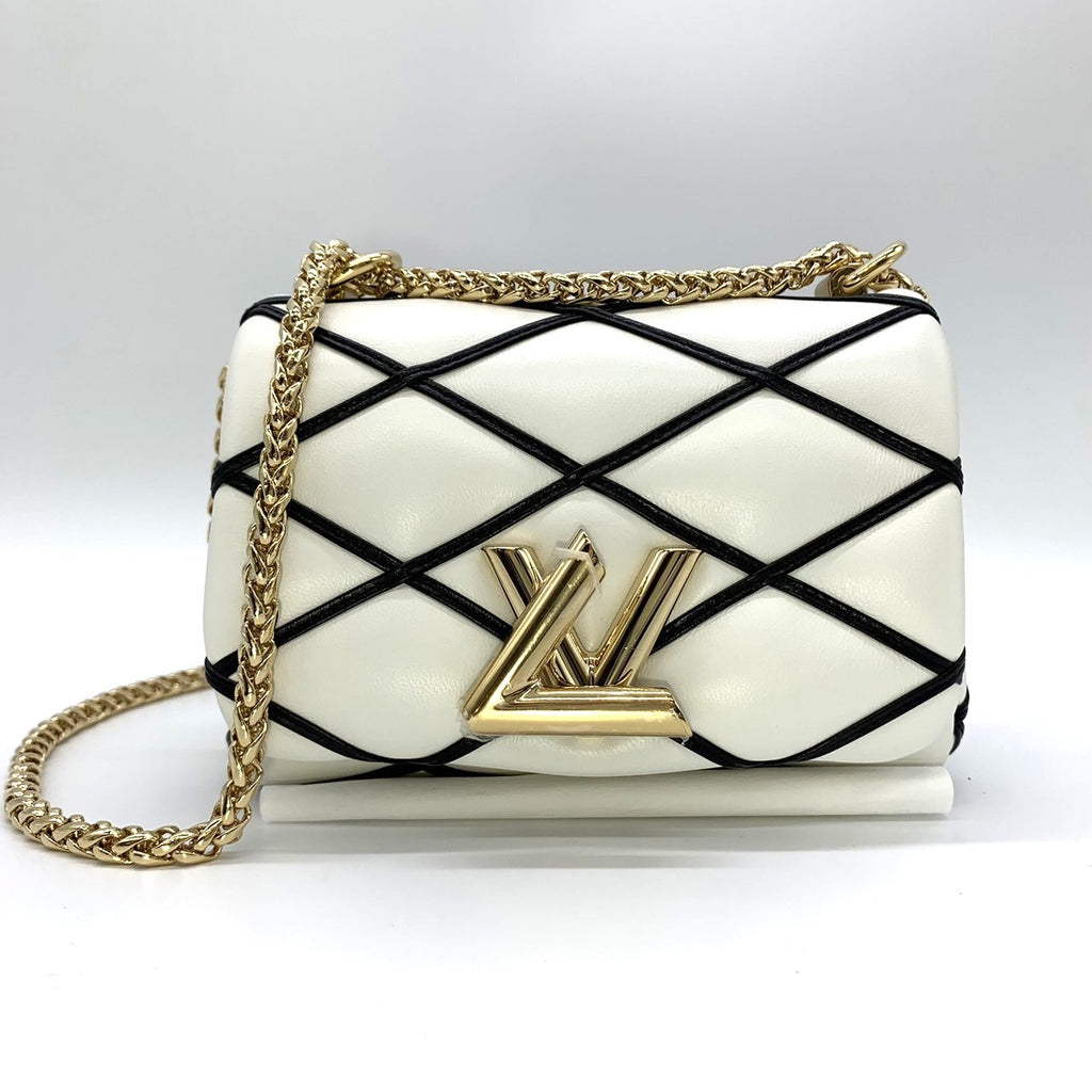 LOUIS VUITTON PICO GO-14 Maltage Chain Shoulder Bag Crossbody Bag Twist Lock Lambskin White M23762 Women's Fashion