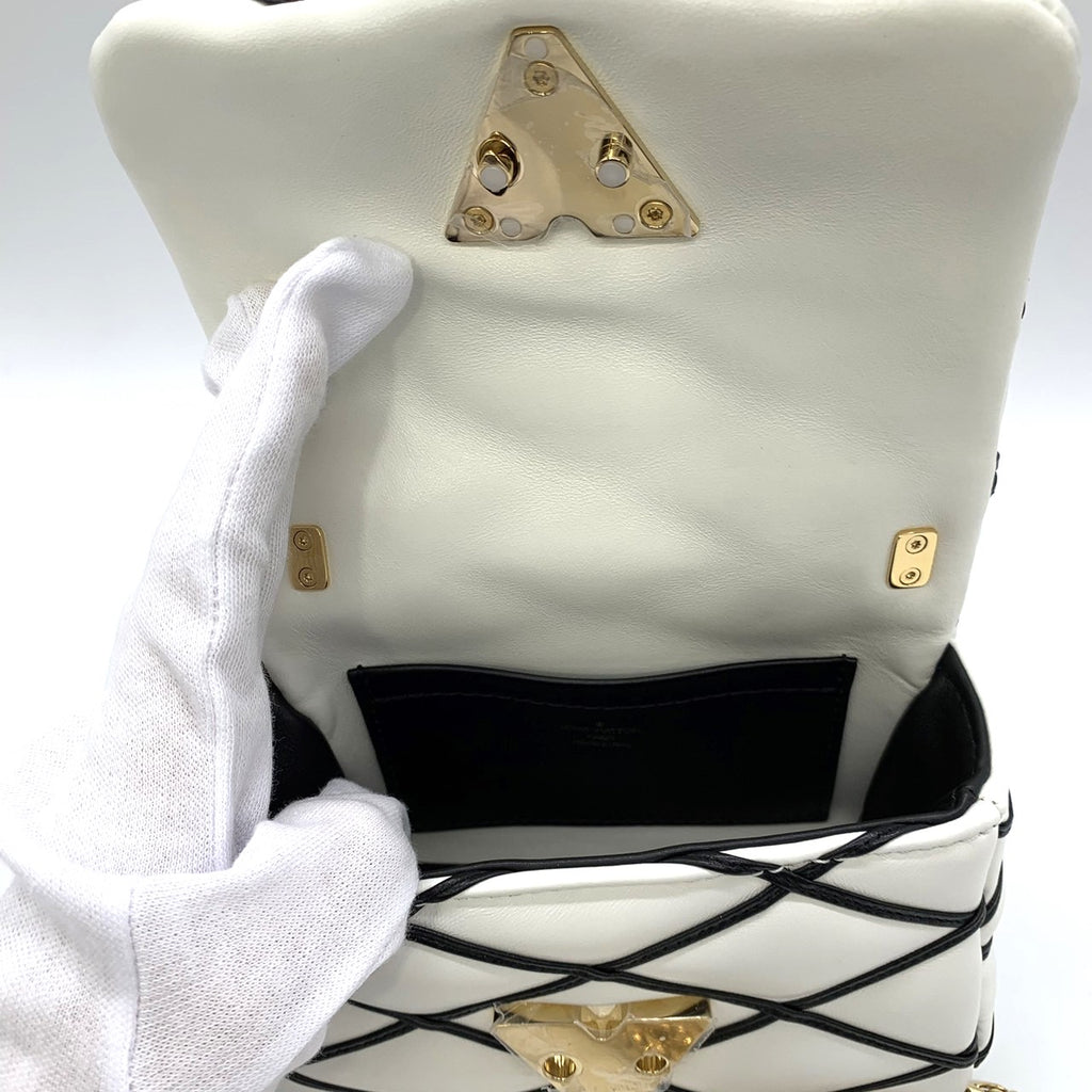 LOUIS VUITTON PICO GO-14 Maltage Chain Shoulder Bag Crossbody Bag Twist Lock Lambskin White M23762 Women's Fashion