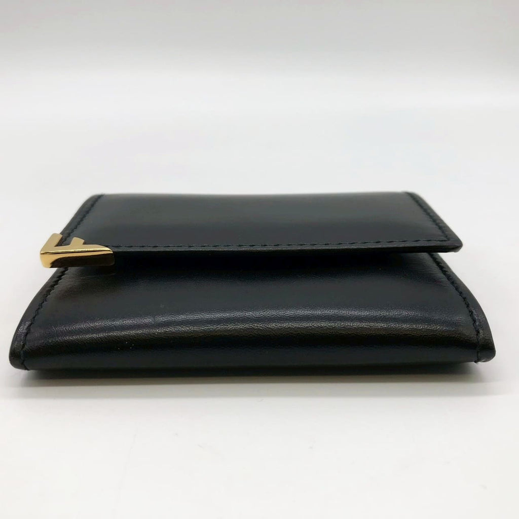 Salvatore Ferragamo coin case, small item holder, wallet, leather, black, women's, men's, vintage, brand, used. PRE-OWNED