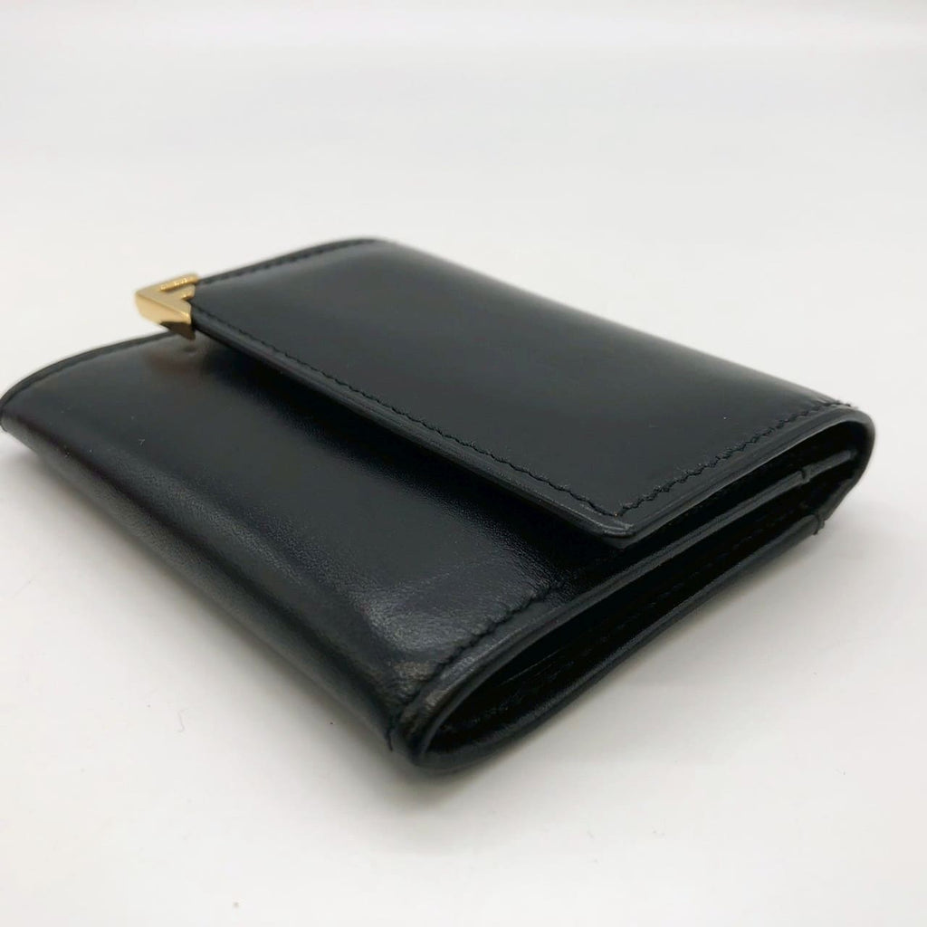 Salvatore Ferragamo coin case, small item holder, wallet, leather, black, women's, men's, vintage, brand, used. PRE-OWNED