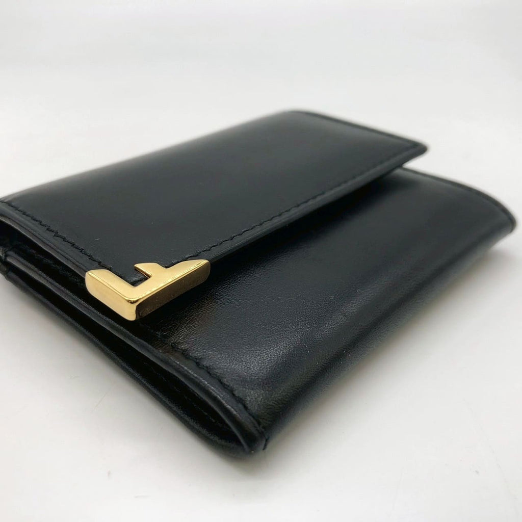 Salvatore Ferragamo coin case, small item holder, wallet, leather, black, women's, men's, vintage, brand, used. PRE-OWNED
