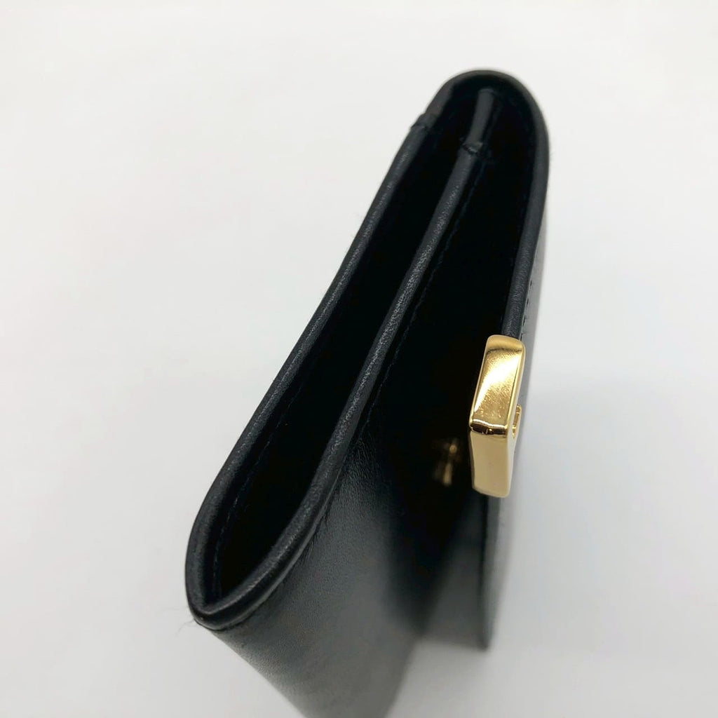 Salvatore Ferragamo coin case, small item holder, wallet, leather, black, women's, men's, vintage, brand, used. PRE-OWNED