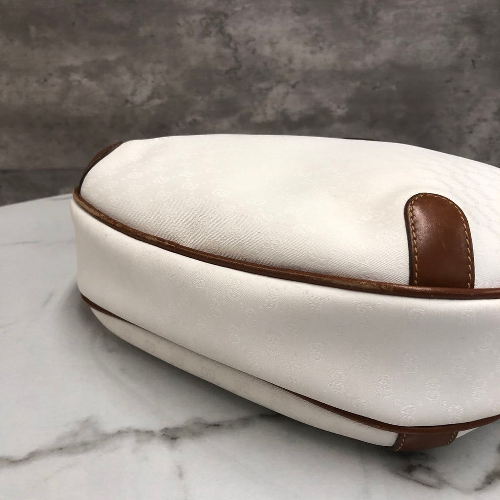 GUCCI Old Gucci 0001 104 0558 Shoulder Bag White Brown Micro GG PVC x Leather Brand Women's (Slightly Imperfect) PRE-OWNED