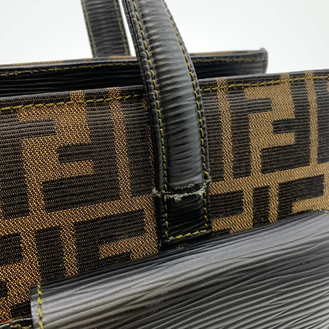 FENDI Zucca Handbag/Shoulder Bag, 2-way, Nylon and Leather, Brown, Women's PRE-OWNED