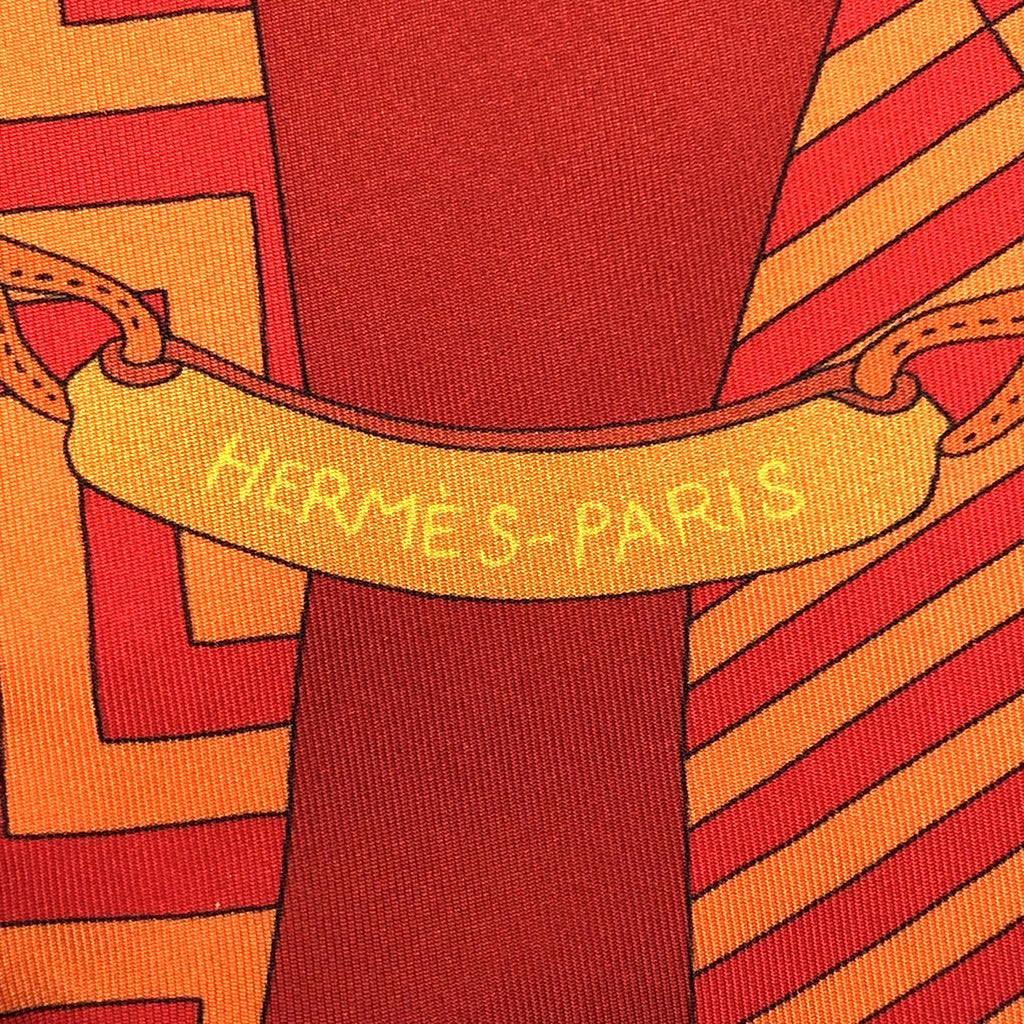 HERMES Hermes scarf maxi twilly BOUQUETS SELLIER (saddlemaker's bouquet) silk orange women's fashion brand USED