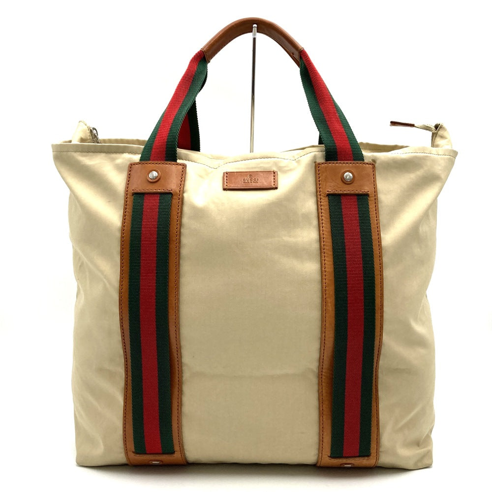グッチ 253511 トートバッグ、シェリーライン、ベージュ、男女兼用【中古品】