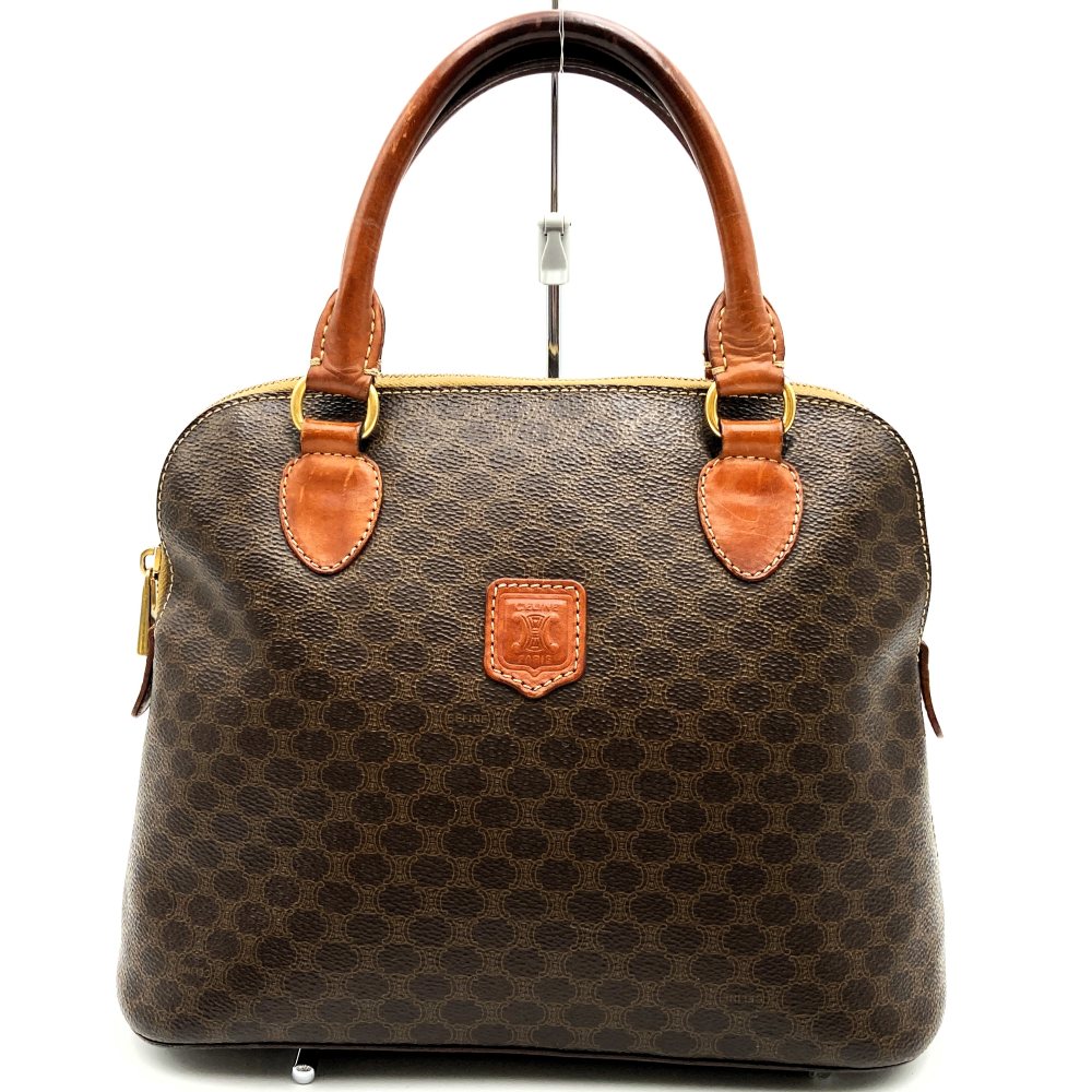 CELINE DM95 Handbag, Macadam PVC Leather, Brown, Vintage, Women's Fashion, Brand, USED