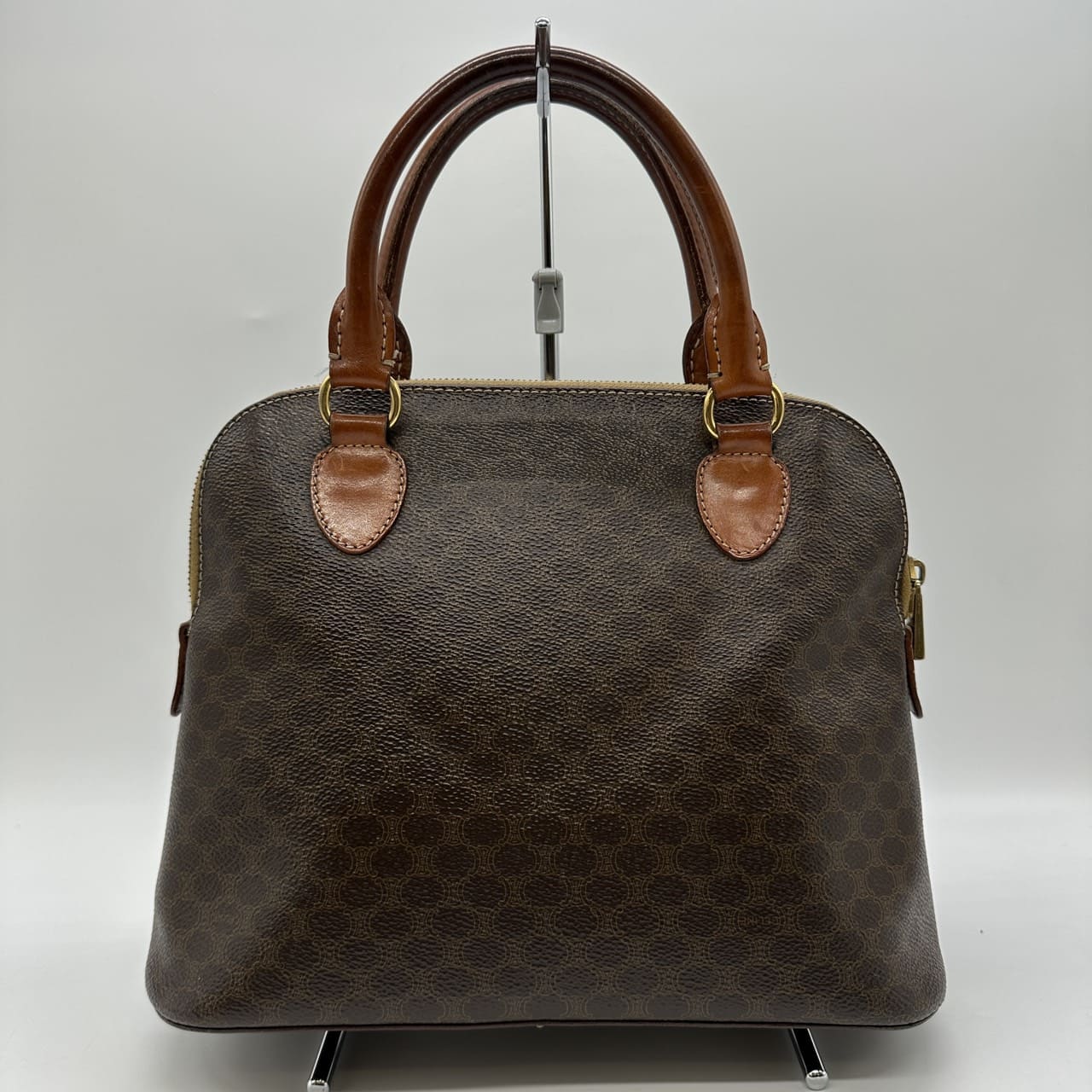 CELINE DM95 Handbag, Macadam PVC Leather, Brown, Vintage, Women's Fashion, Brand, USED