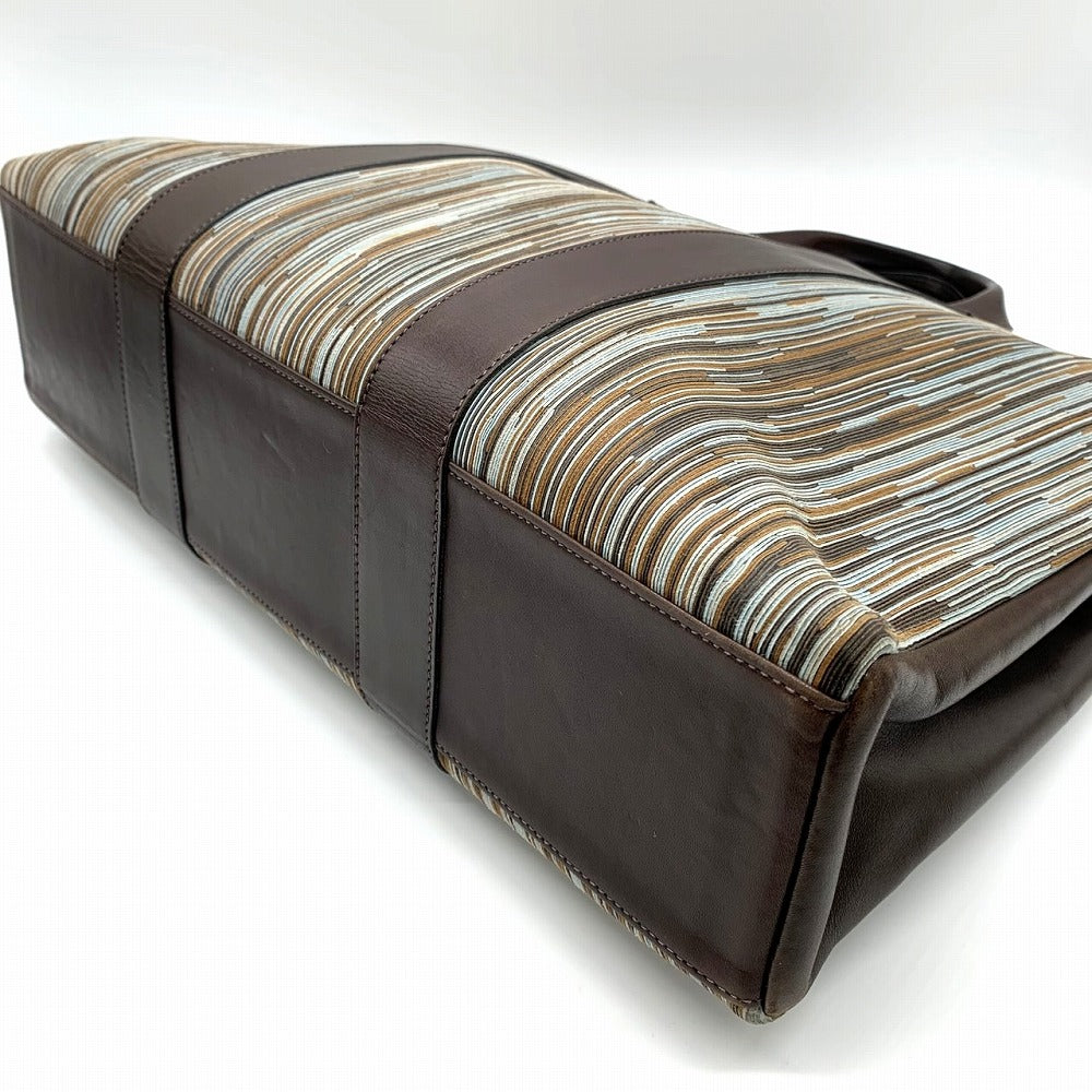 HERMES Hermès Four Tou MM Vibrato Tote Bag, □E Stamp, Business, A4 Size, Leather, Brown, Blue, Men's/Women's Fashion