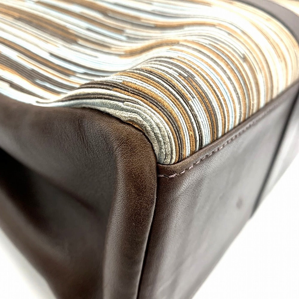 HERMES Hermès Four Tou MM Vibrato Tote Bag, □E Stamp, Business, A4 Size, Leather, Brown, Blue, Men's/Women's Fashion