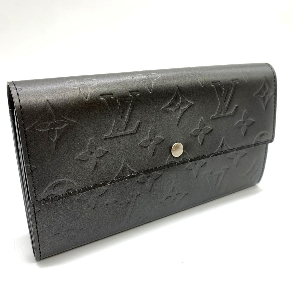 LOUIS VUITTON Portefeuille Sarah M65142 Long Wallet, Monogram Matte Black, Women's PRE-OWNED