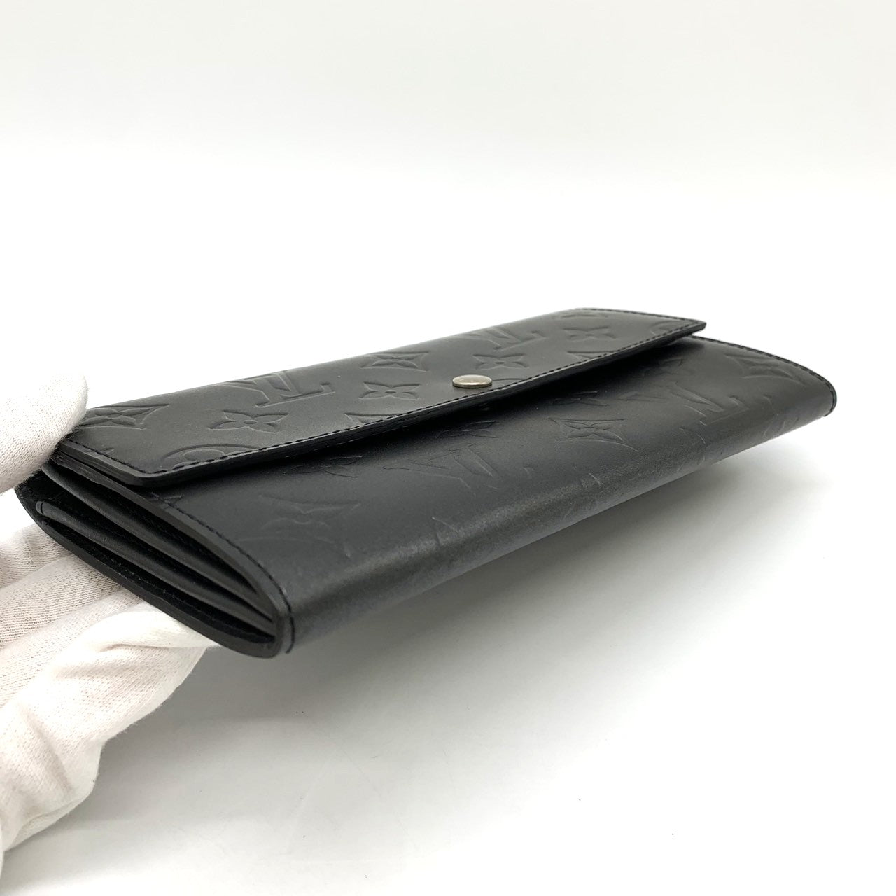 LOUIS VUITTON Portefeuille Sarah M65142 Long Wallet, Monogram Matte Black, Women's PRE-OWNED