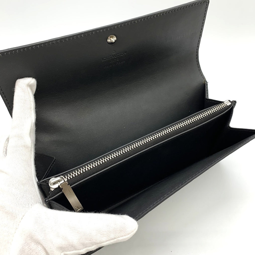 LOUIS VUITTON Portefeuille Sarah M65142 Long Wallet, Monogram Matte Black, Women's PRE-OWNED
