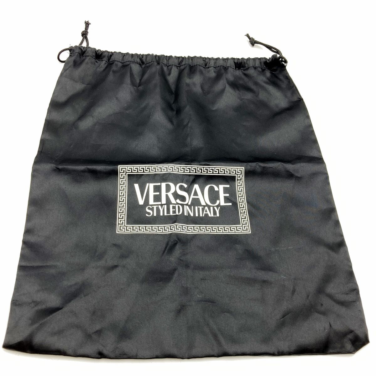 Beautiful VERSACE Vanity Bag, Makeup Case, Cosmetics, Black Leather with Gold Charm, Women's Fashion Accessory