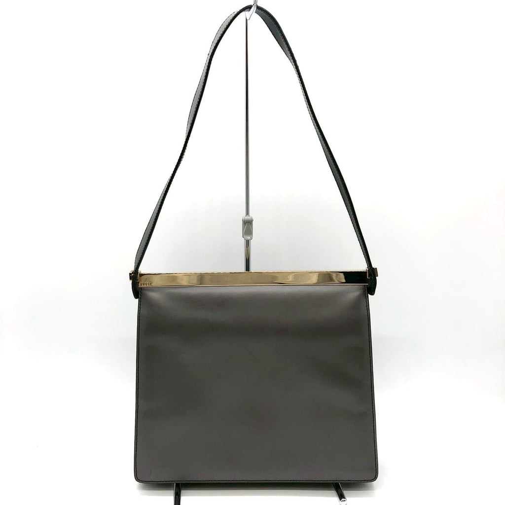 GUCCI 001 2058 Shoulder Bag, One-Shoulder, Leather, Gray, Women's PRE-OWNED