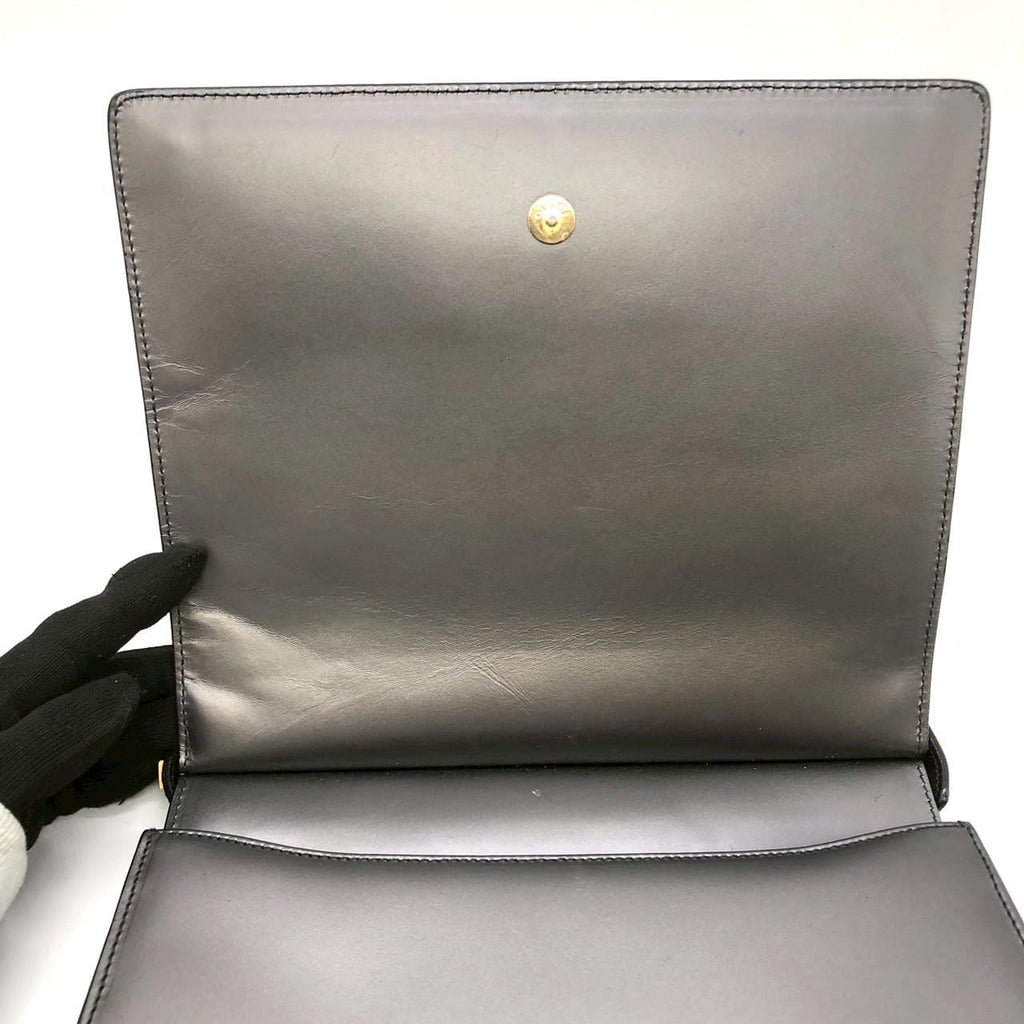 GUCCI 001 2058 Shoulder Bag, One-Shoulder, Leather, Gray, Women's PRE-OWNED