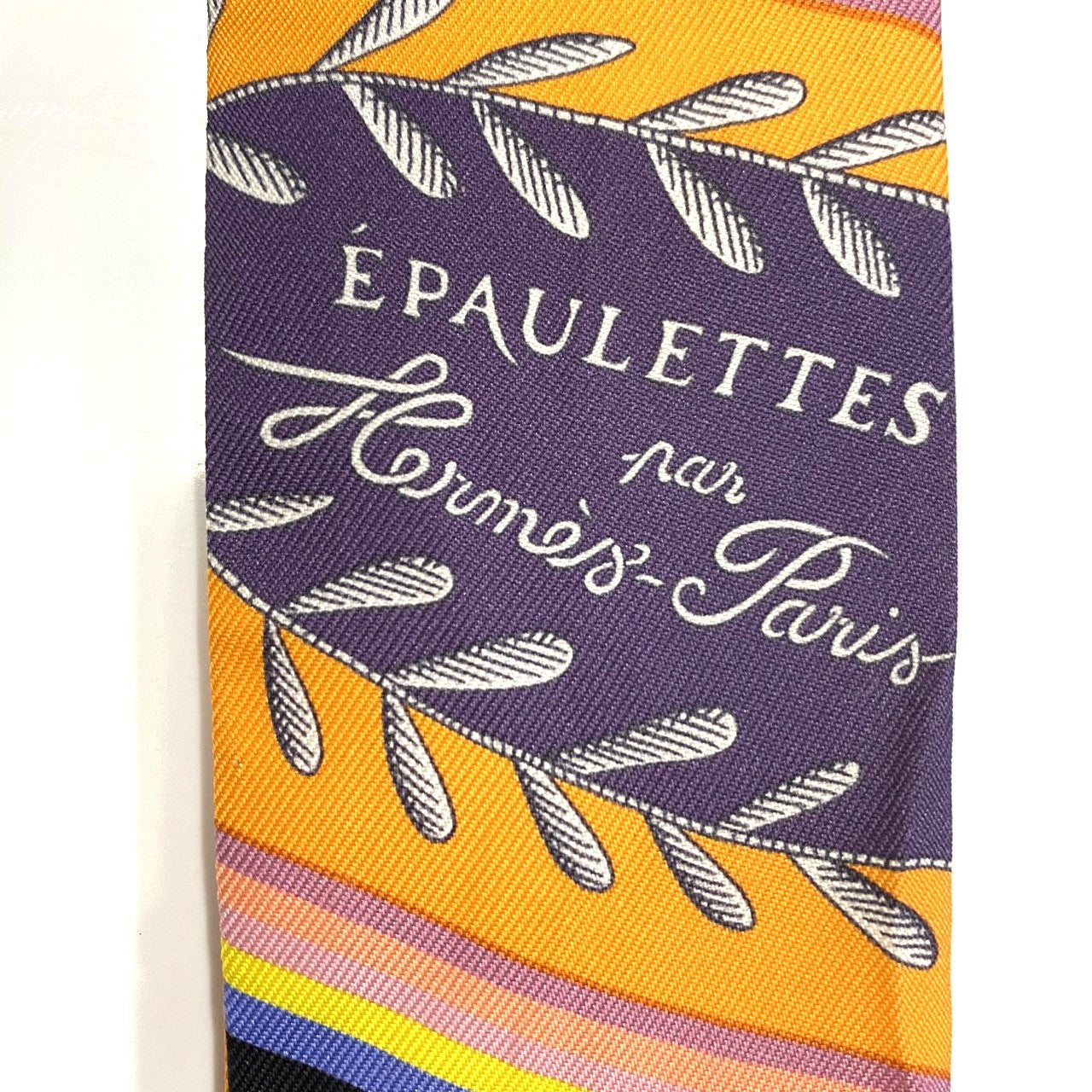 HERMES Twilly Scarf, EPAULETTES de GALA, Silk, Multicolor, Black, Women's, Brand Fashion, USED