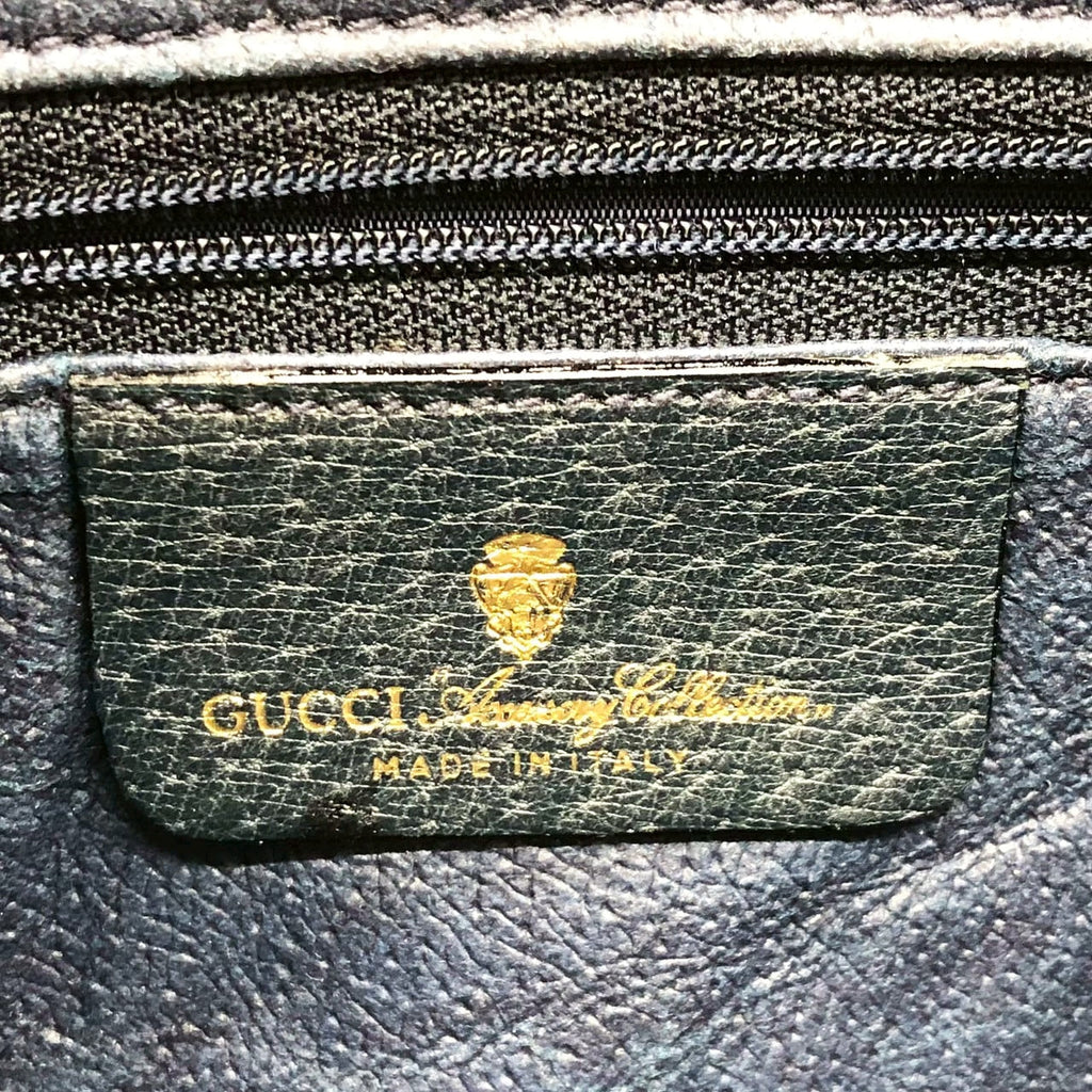 [Price Reduced!] GUCCI Old Gucci 86 02 Shoulder Bag Handbag Tote GG Supreme Leather Navy Women's Men's Vintage Brand PRE-OWNED