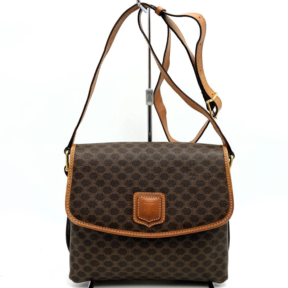 [Final Price Reduction!] CELINE Macadam Crossbody Shoulder Bag, Flap Type, PVC Leather, Brown, Vintage, Women's