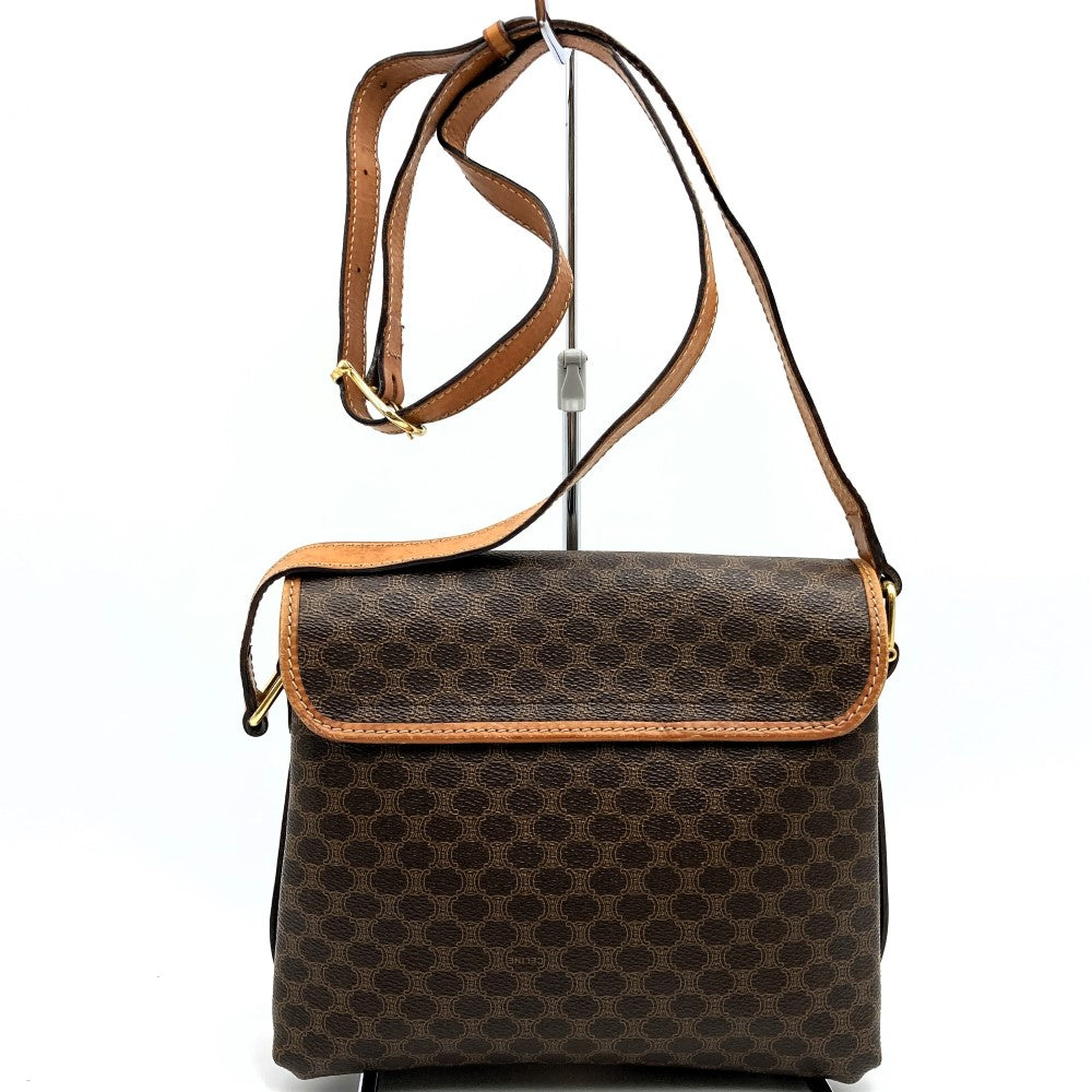[Final Price Reduction!] CELINE Macadam Crossbody Shoulder Bag, Flap Type, PVC Leather, Brown, Vintage, Women's