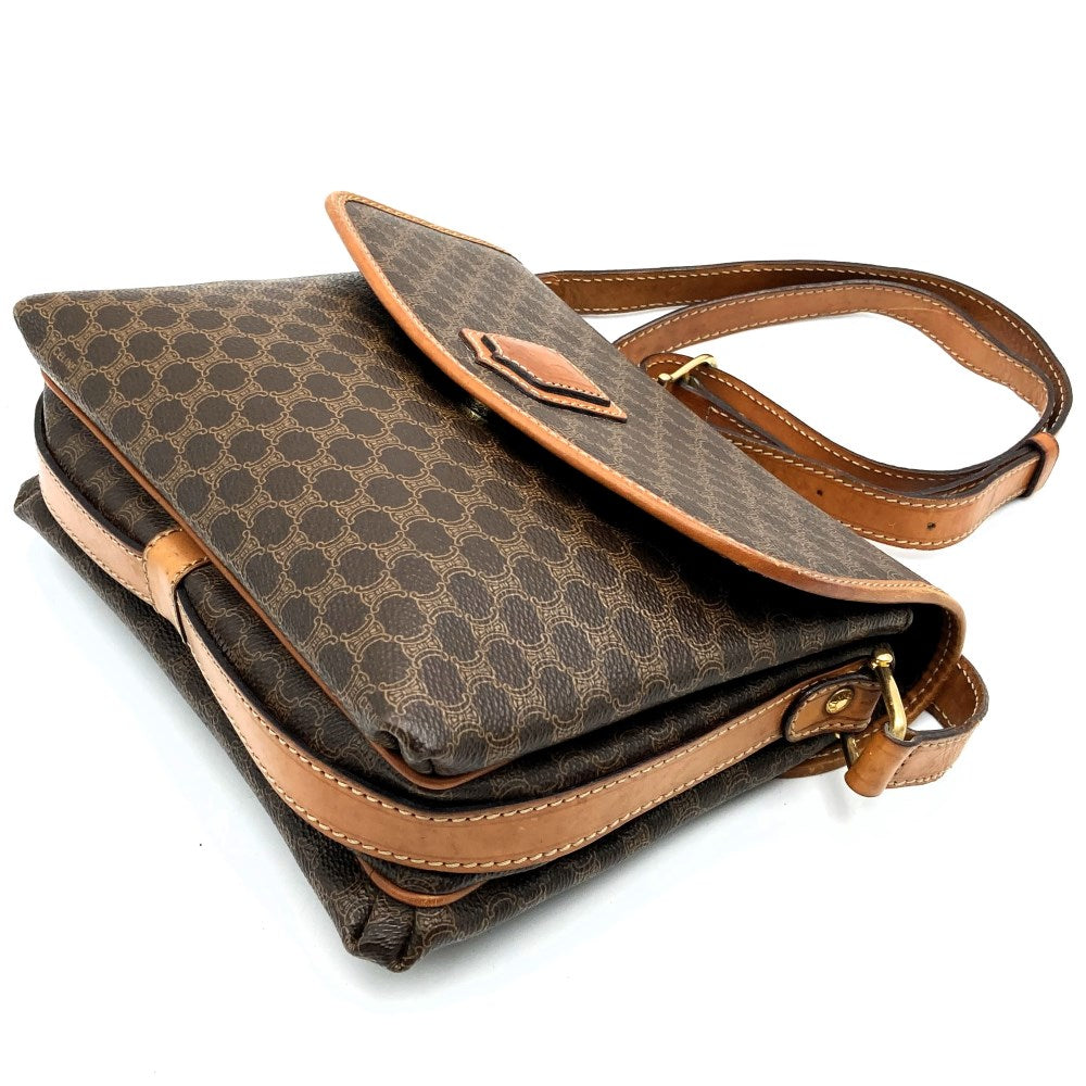 [Final Price Reduction!] CELINE Macadam Crossbody Shoulder Bag, Flap Type, PVC Leather, Brown, Vintage, Women's