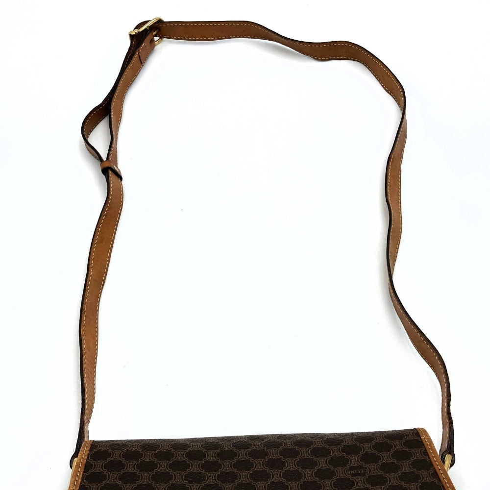 [Final Price Reduction!] CELINE Macadam Crossbody Shoulder Bag, Flap Type, PVC Leather, Brown, Vintage, Women's