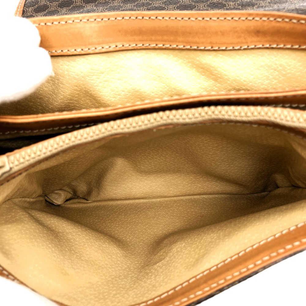 [Final Price Reduction!] CELINE Macadam Crossbody Shoulder Bag, Flap Type, PVC Leather, Brown, Vintage, Women's