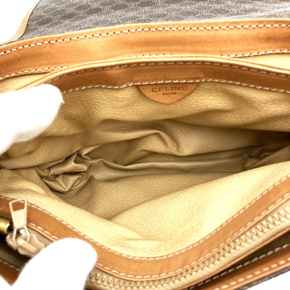 [Final Price Reduction!] CELINE Macadam Crossbody Shoulder Bag, Flap Type, PVC Leather, Brown, Vintage, Women's