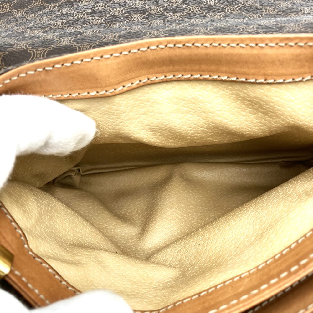 [Final Price Reduction!] CELINE Macadam Crossbody Shoulder Bag, Flap Type, PVC Leather, Brown, Vintage, Women's