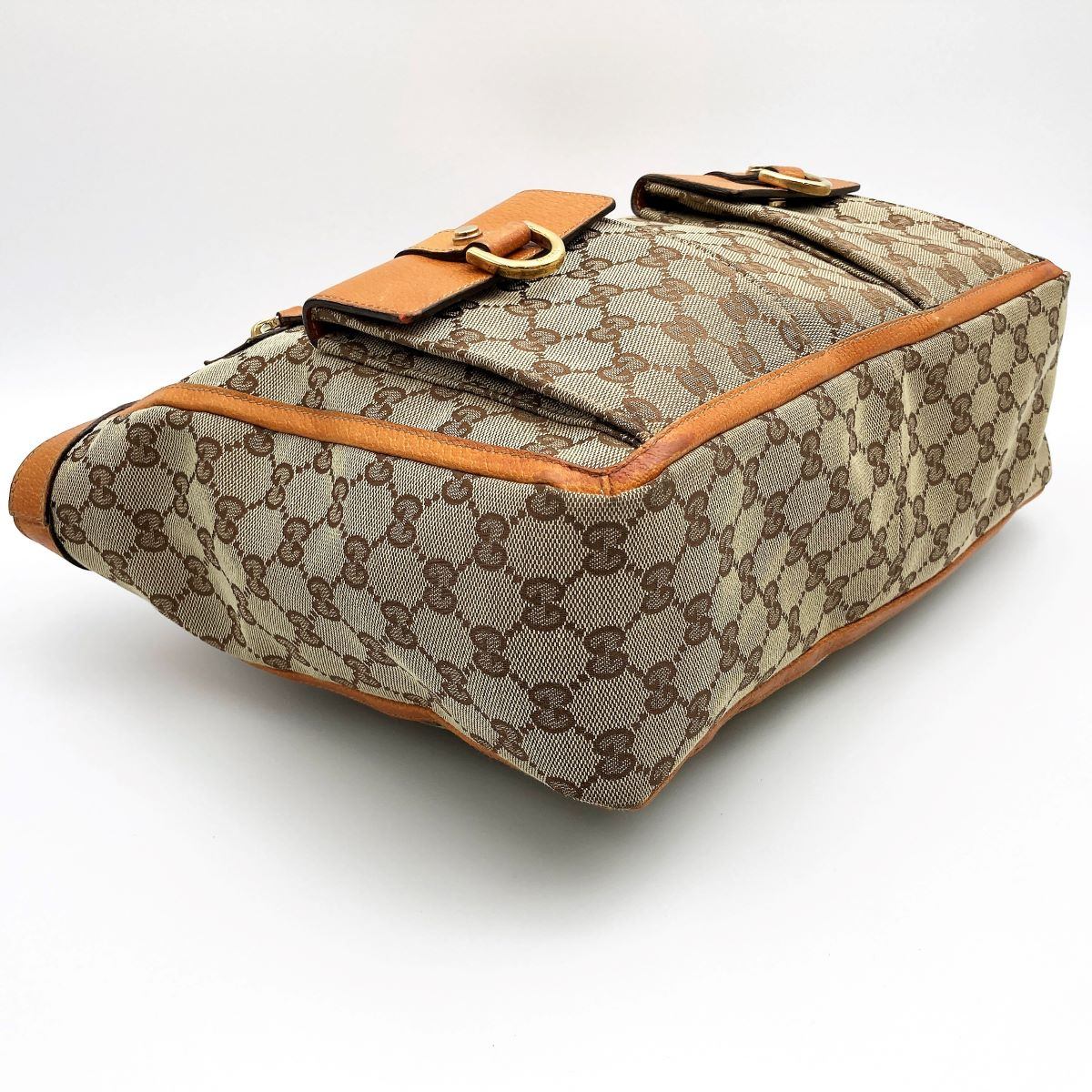 Gucci 146247 Tote Bag GG Canvas Leather Brown Beige