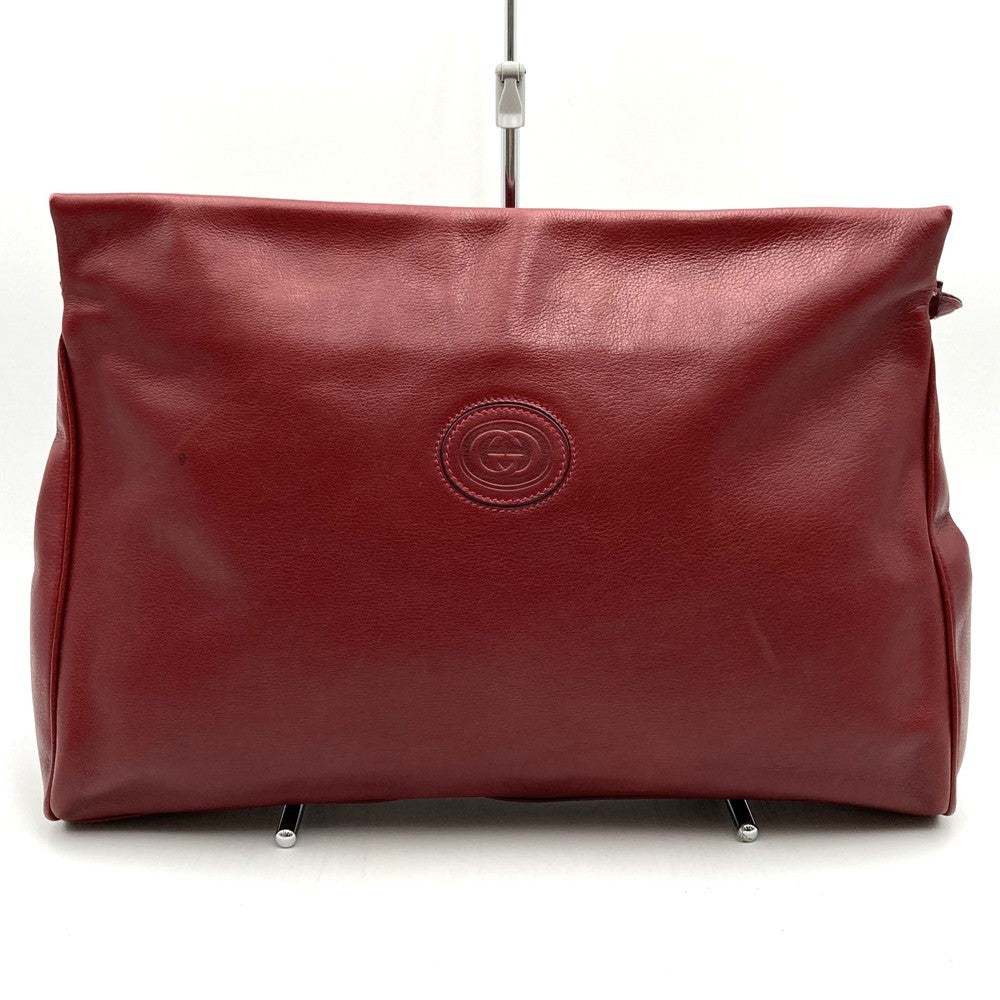 Old Gucci 004 110 0259 Clutch Bag Leather Wine Red