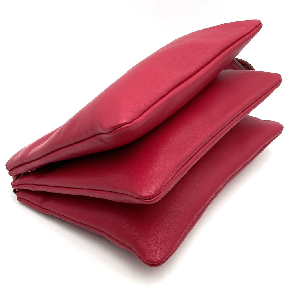 Celine Trio Shoulder Bag 0154, Crossbody, Dark Pink and Red Leather, High-End Brand