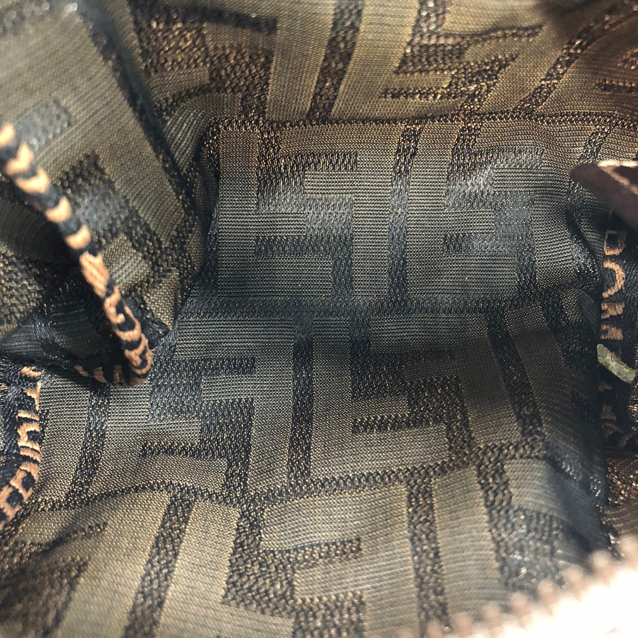 Fendi 2241-26539-098 Pouch Khaki/Brown Nylon/Leather