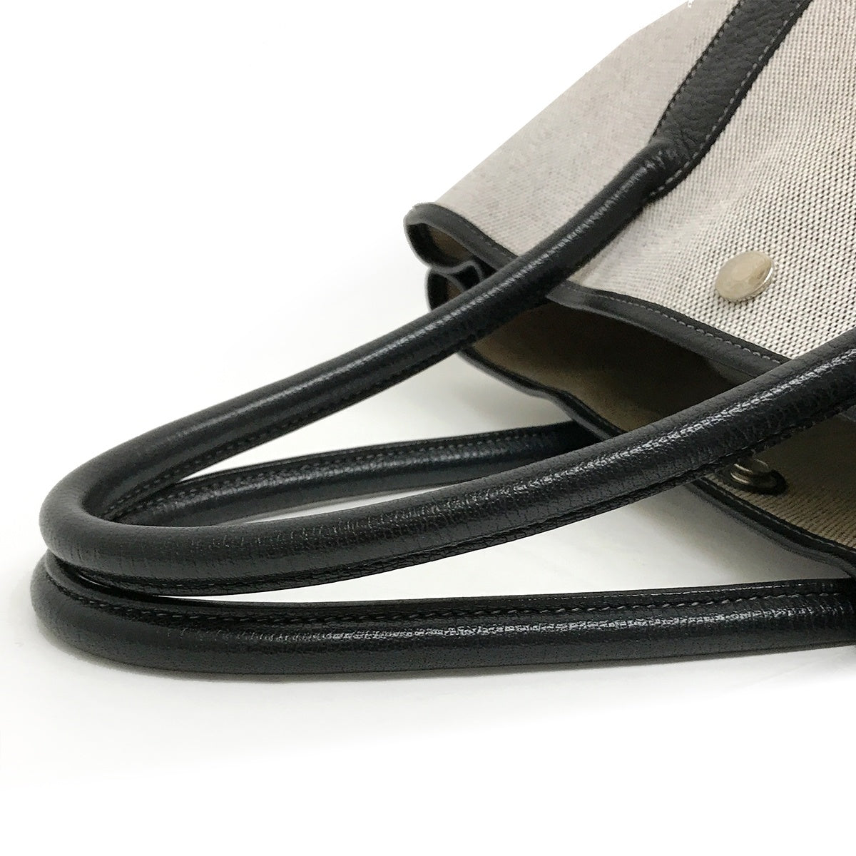 Hermès Garden Party PM Tote Bag Shoulder Bag Toile H Leather Light Gray x Black □C Stamp 1999