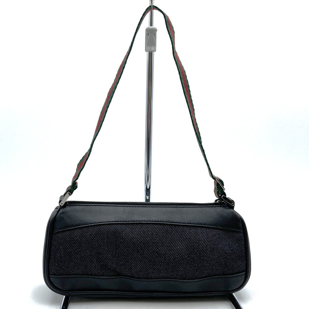 Gucci 92820 Pouch Handbag Black Canvas Sherry Line Brand Name