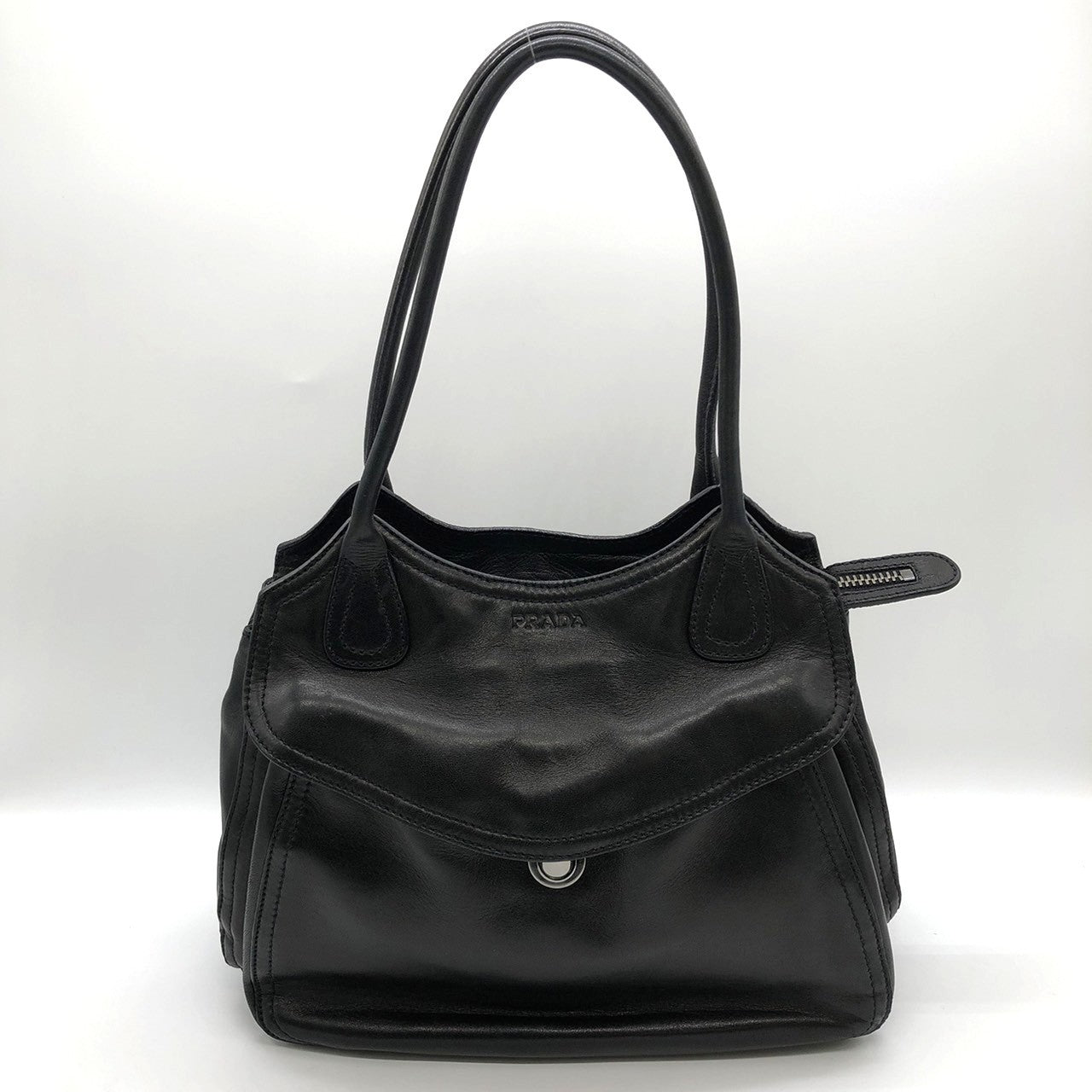 Prada handbag shoulder bag black leather brand item
