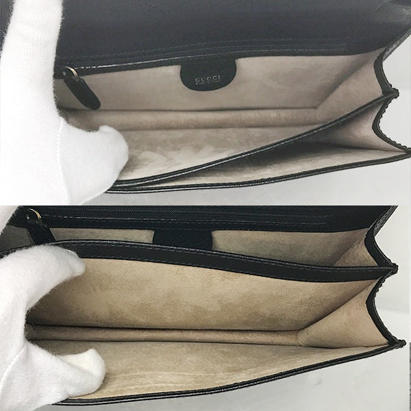 Gucci Second Bag, Business Bag, Clutch Bag, Leather, Black, 018/122