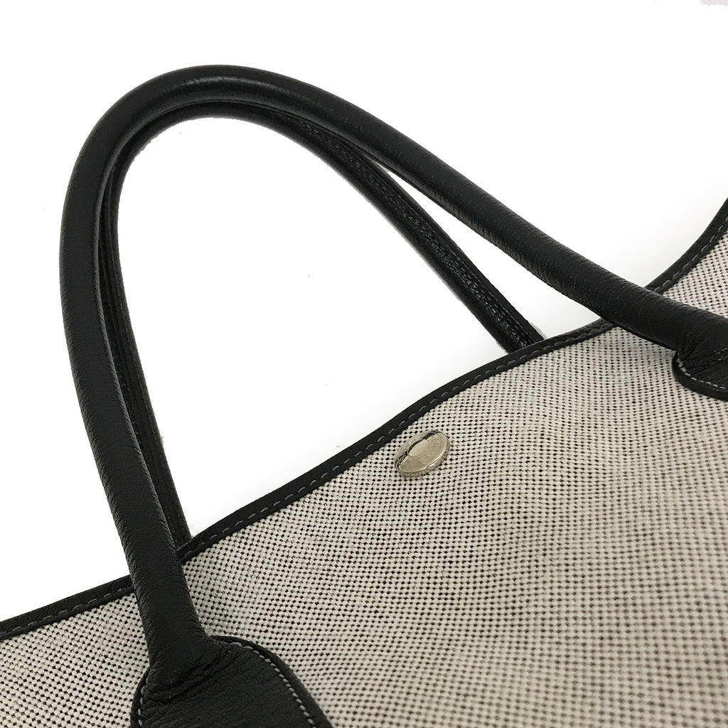 Hermès Garden Party PM Tote Bag Shoulder Bag Toile H Leather Light Gray x Black □C Stamp 1999